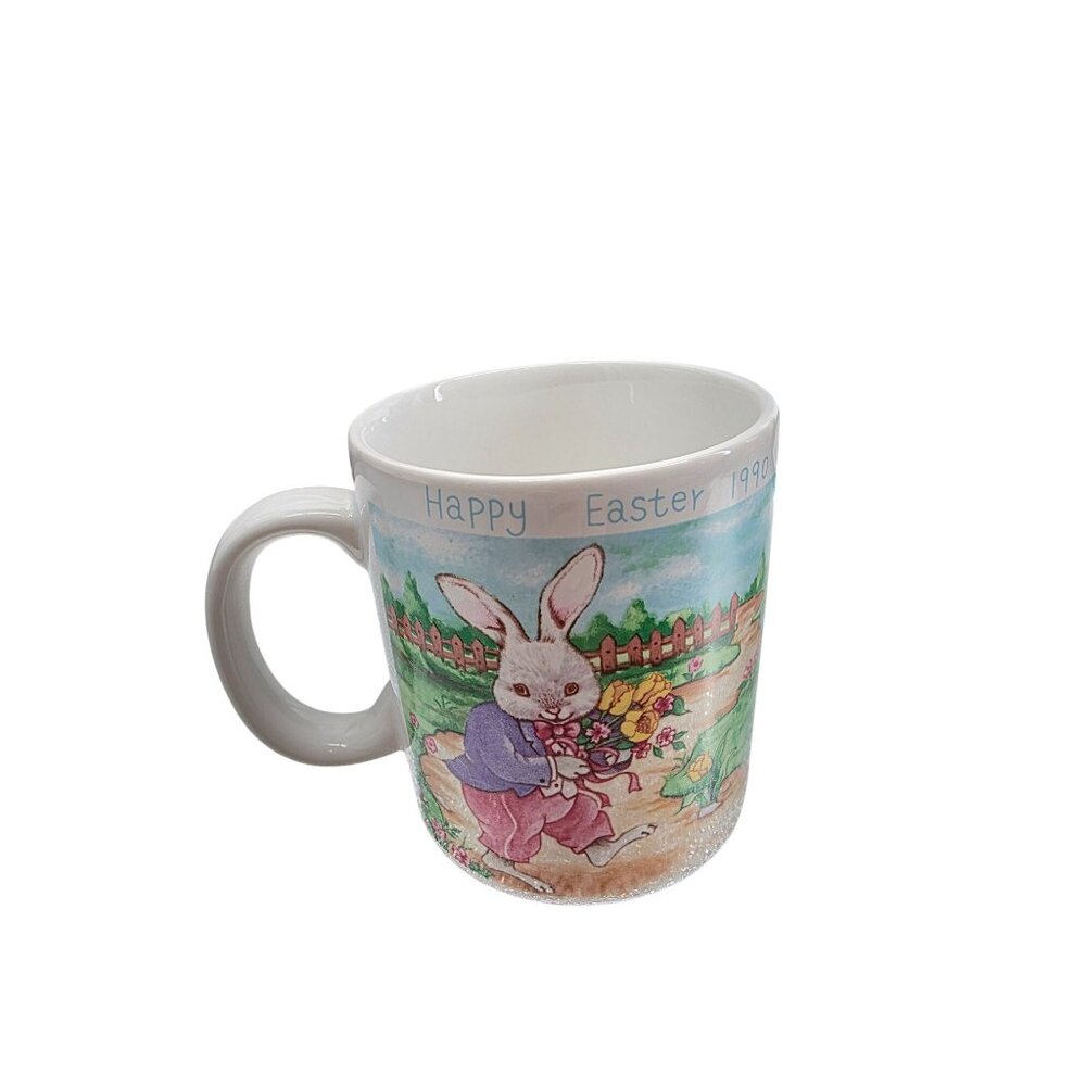 Vintage‎ Happy Easter 1990 Ceramic Mug With Bunny Design